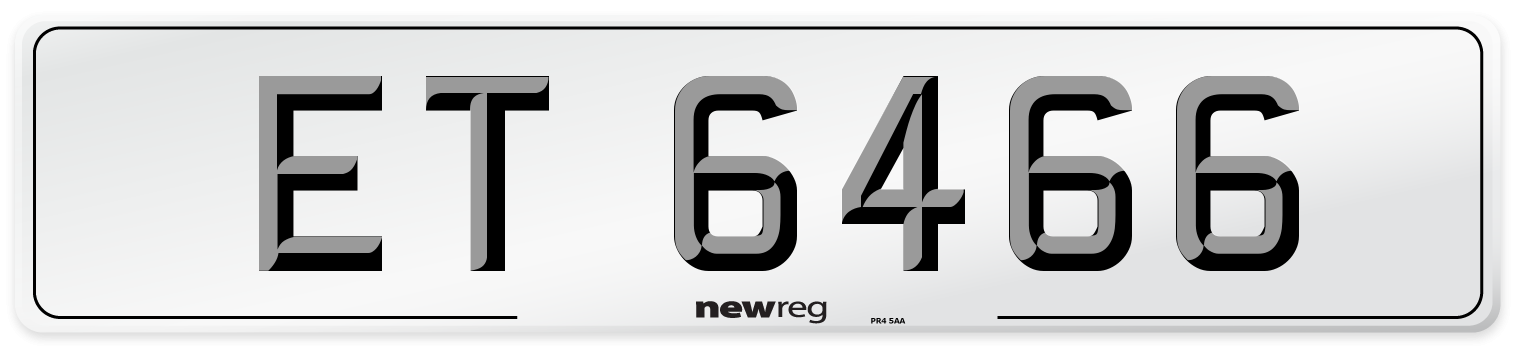 ET 6466 Number Plate from New Reg
